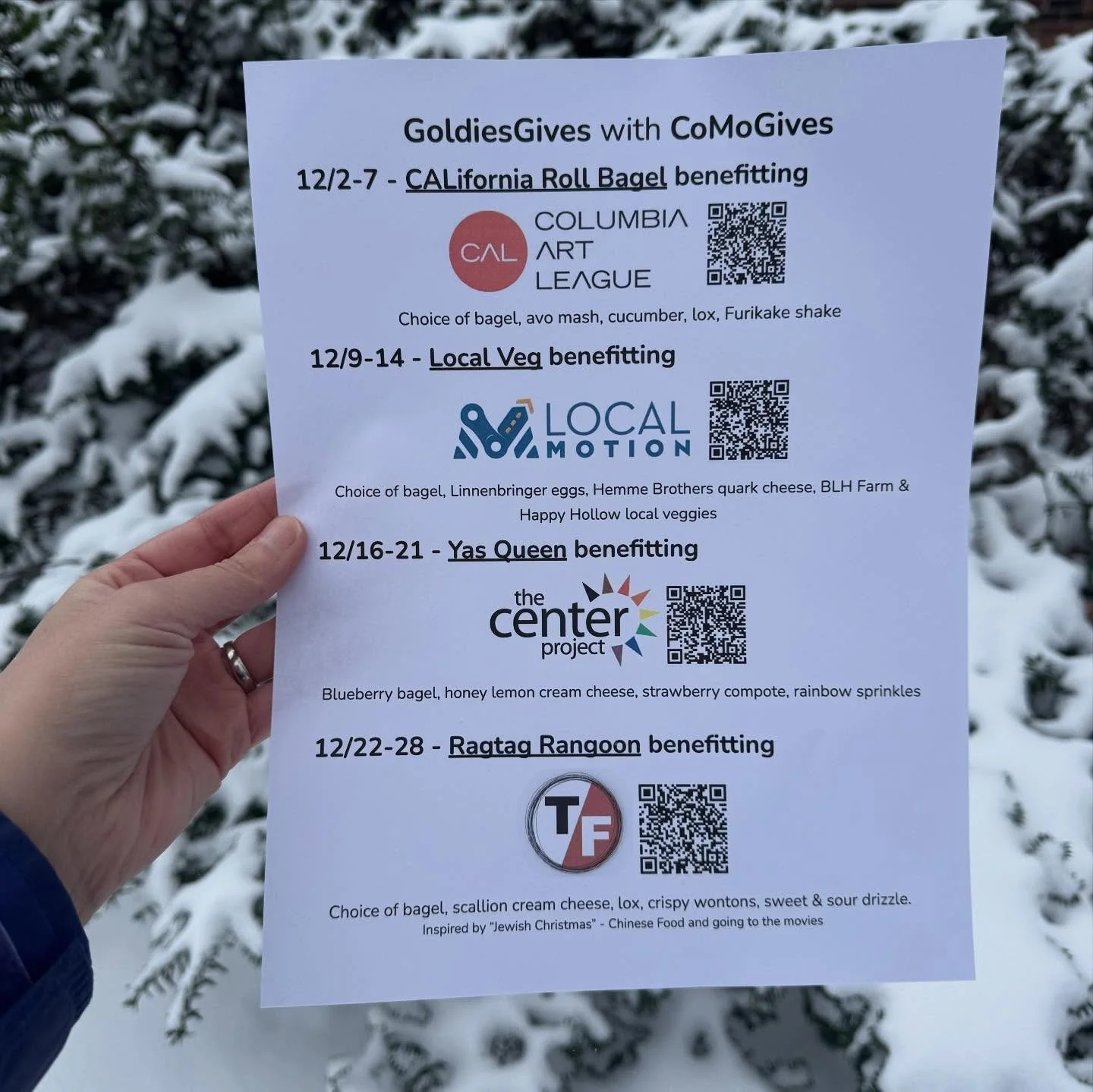 It&rsquo;s CoMo Gives season and we&rsquo;re excited to fundraise for some wonderful organizations with tasty sandwiches and donation matching through @como.gives website: Each week in December we will honor a non profit, donate proceeds from a speci