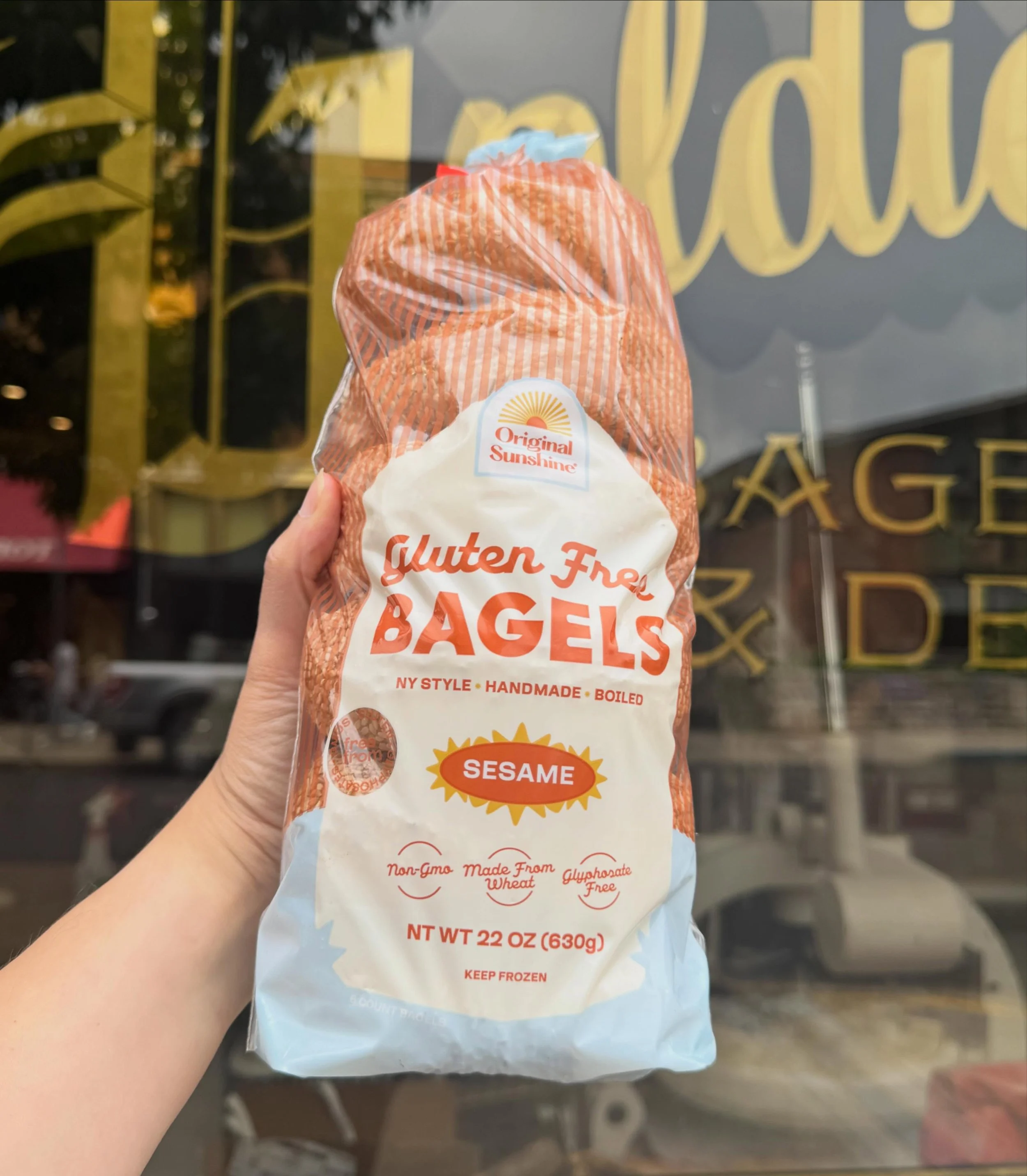 We are so excited to start offering @eatoriginalsunshine gluten free bagels! They are made with gluten free wheat starch and buckwheat flour so they taste great and have a lovely bagel like crumb and texture. We have sesame only and are offering them
