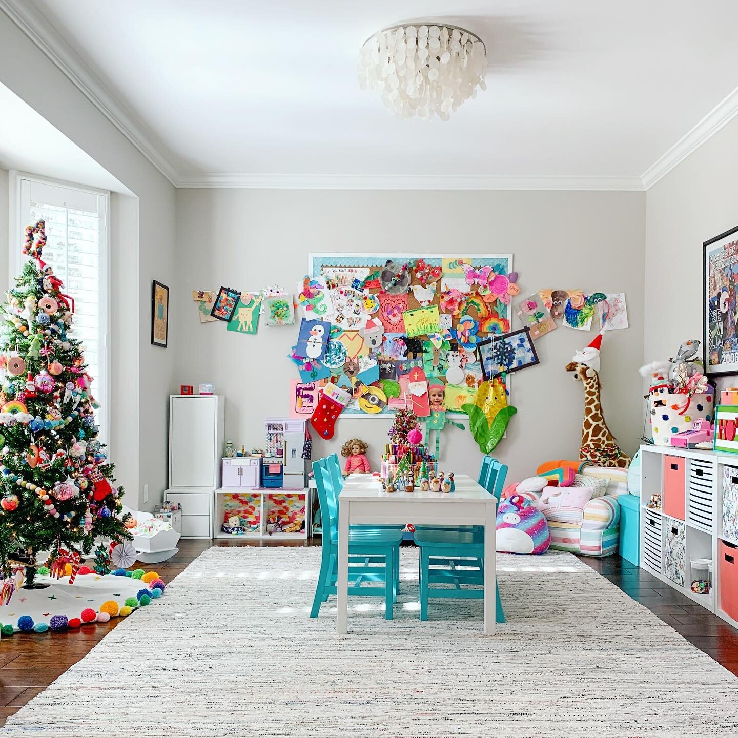 The playroom is clean! For probably 5 minutes! It was nice while it lasted.

Last year, when we were stuck at home, my daughter and I made a lot of ornaments together. She loves crafts and it was something we could do to pass the time and feel festiv