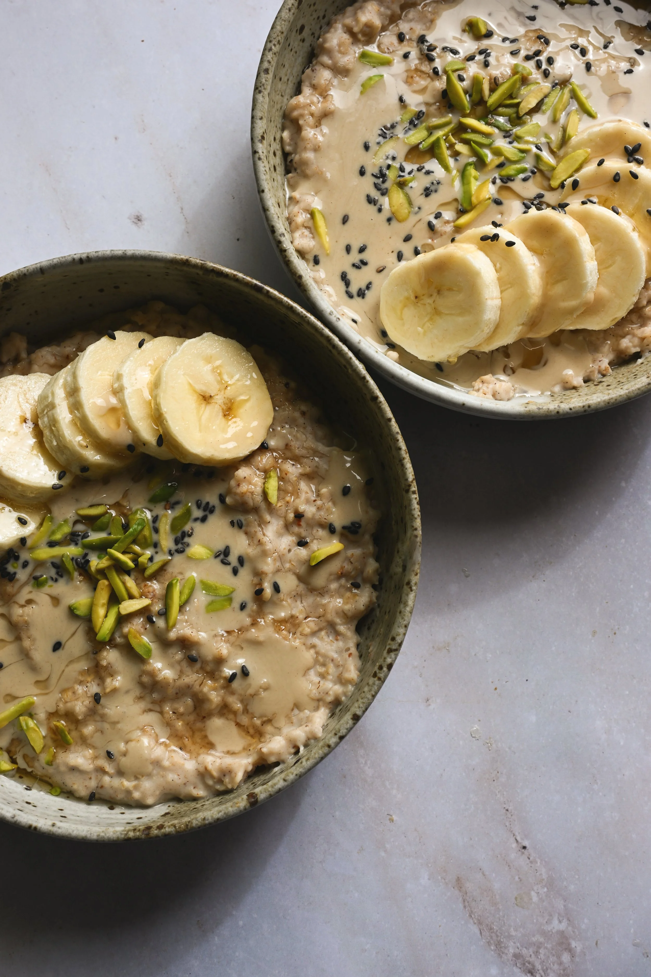 Almond Milk Oatmeal with Tahini&nbsp;