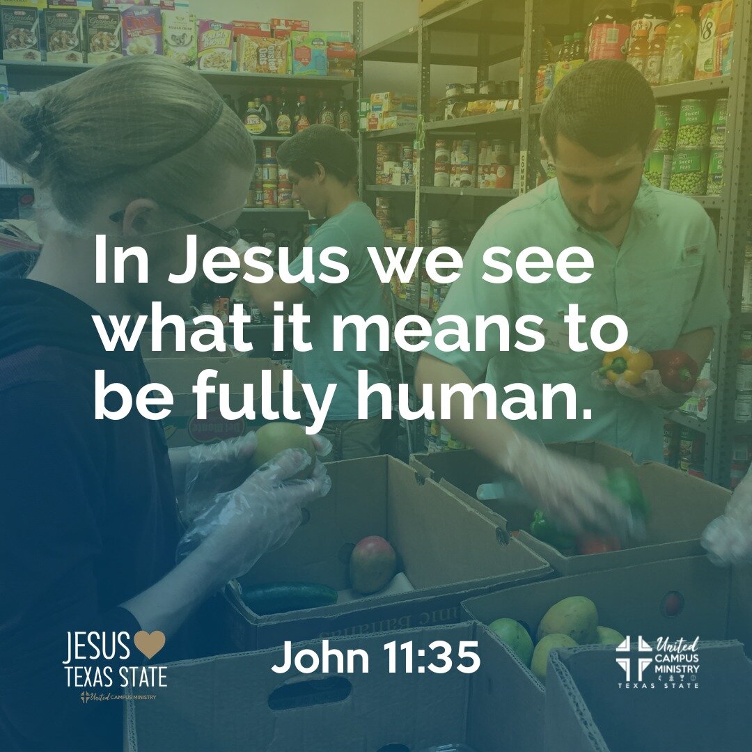 In Jesus we see what it means to be fully human.

&quot;Jesus wept.&quot; -John 11:35

#txst #txstate #BlessEmUpCats