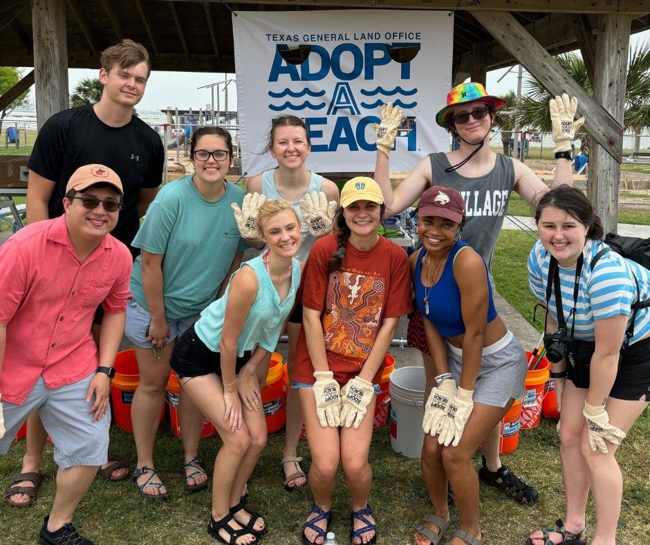 BEACH MISSION 
We had a great weekend helping at the Texas Beach Cleanup in Corpus Christi. We removed litter, enjoyed worship on the beach, visited the two-story Whataburger, and relaxed in the water before finals. It was a faithful way to care for 