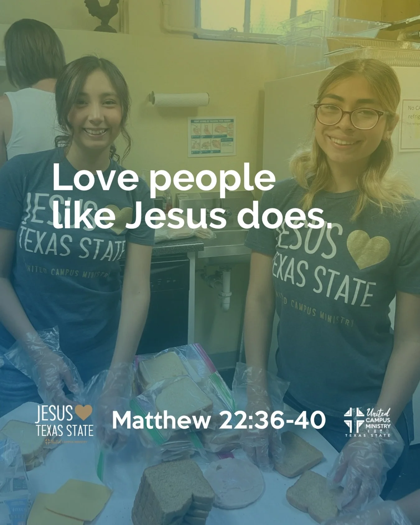 Love people like Jesus does. 

&ldquo;And the second is like it: &lsquo;Love your neighbor as yourself.&rsquo; All the Law and the Prophets hang on these two commandments.&rdquo; Matthew 22:39-40

#txst #txstate #BlessEmUpCats
