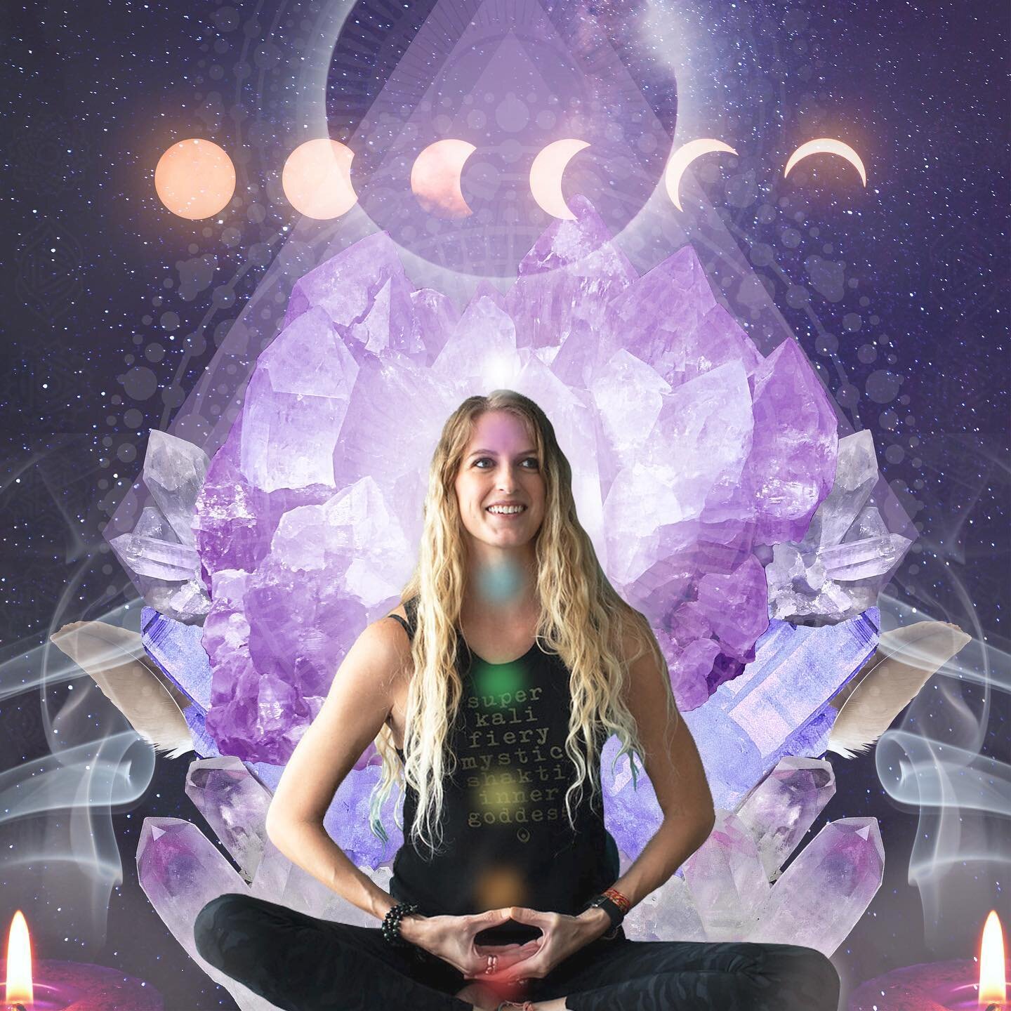 This is my bestie, @kemberyoga 💜 She and I have taught workshops about the chakras together and have had many in-depth conversations about energy and spirituality. She is the kindest soul you&rsquo;ll ever meet and, for some reason, I see purple whe