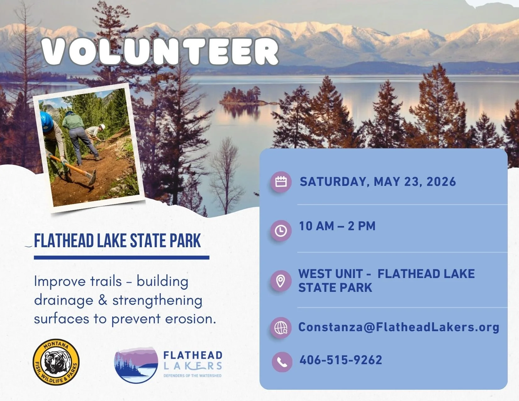 Flathead Lake State Park Trail Restoration - Volunteers Needed!