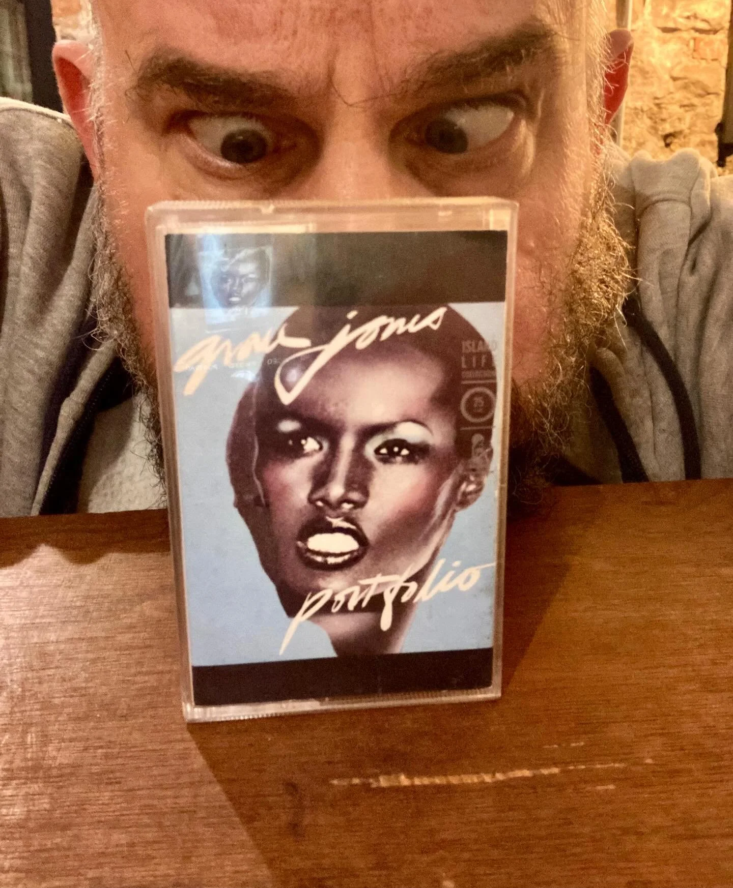 In this exciting new series, members of the BLUES NIGHT team talk about their favourite Grace Jones elpee. Tim has chosen Portfolio.

&ldquo;I suppose I should mention for a start-off that this is a compact musicassette. My love for the gamma ferric 