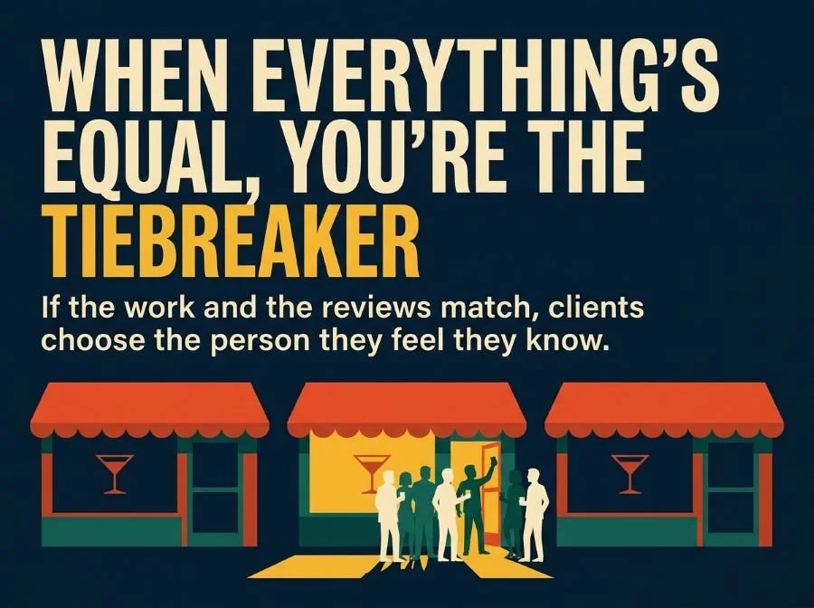Three identical bars, one with a crowd, headline: When everything's equal, you're the tiebreaker