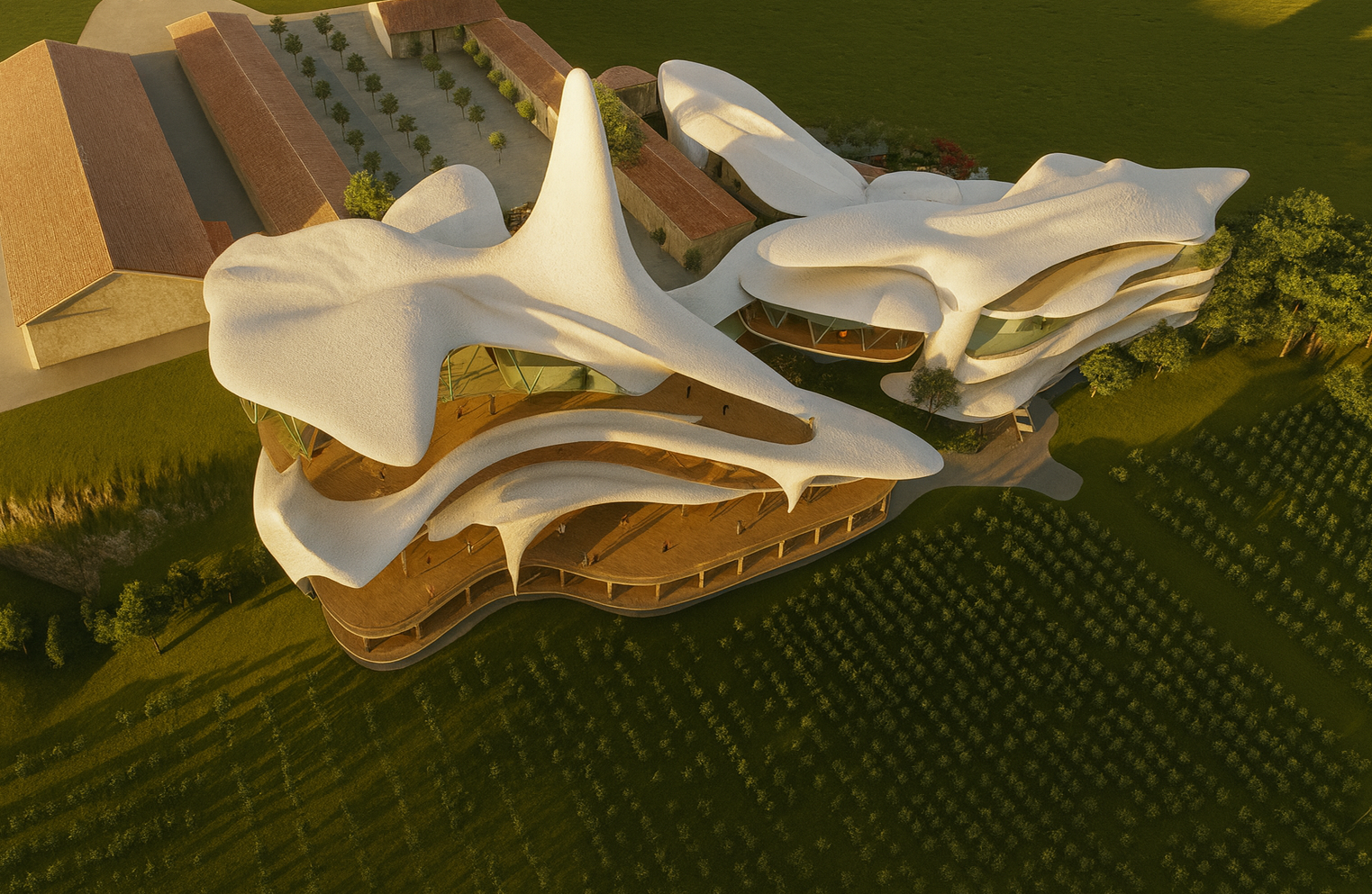 MONTE D’OIRO WINE HOTEL
LOCATION: LISBON, PORTUGAL
Architectural design competition entry for a 40-rm wine boutique hotel complete with state of art conference center, spa, gym and outdoor swimming pool facilities.
The sloping site typology of Mont