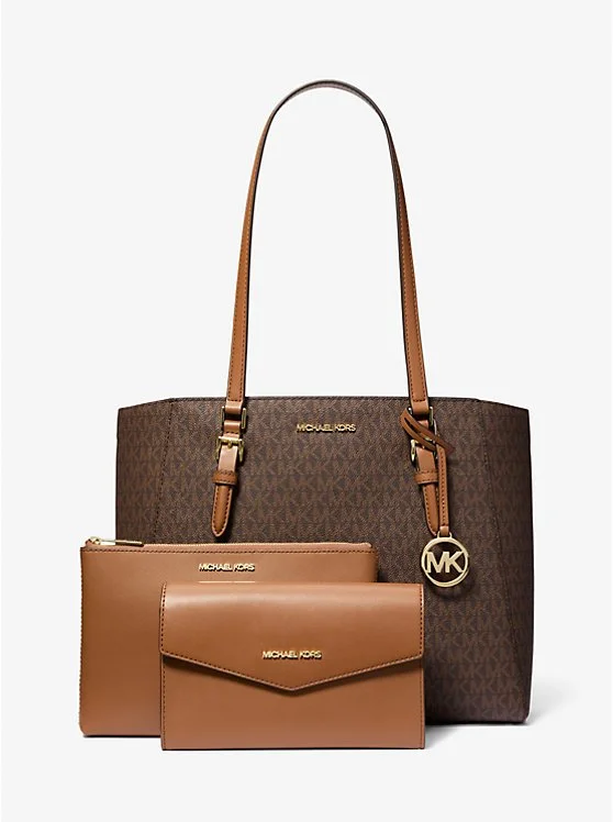 MICHAEL Michael Kors Charlotte Large 3-in-1 Signature Logo Tote Bag Brown