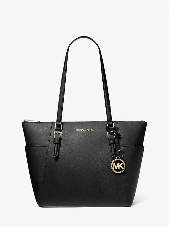 MICHAEL Michael Kors Charlotte Large Logo and Leather Tote Bag Black