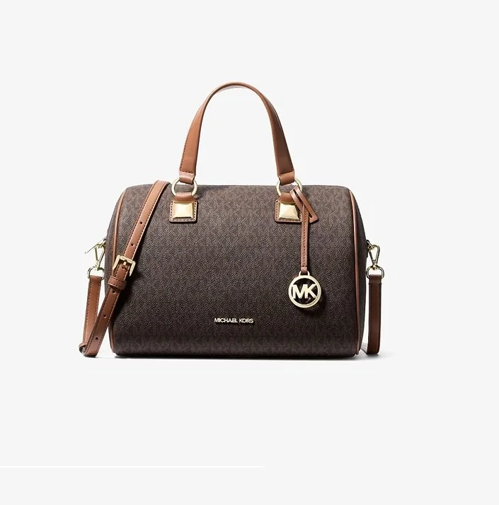 MICHAEL Michael Kors Grayson Medium Signature Logo Duffel Bag Brown