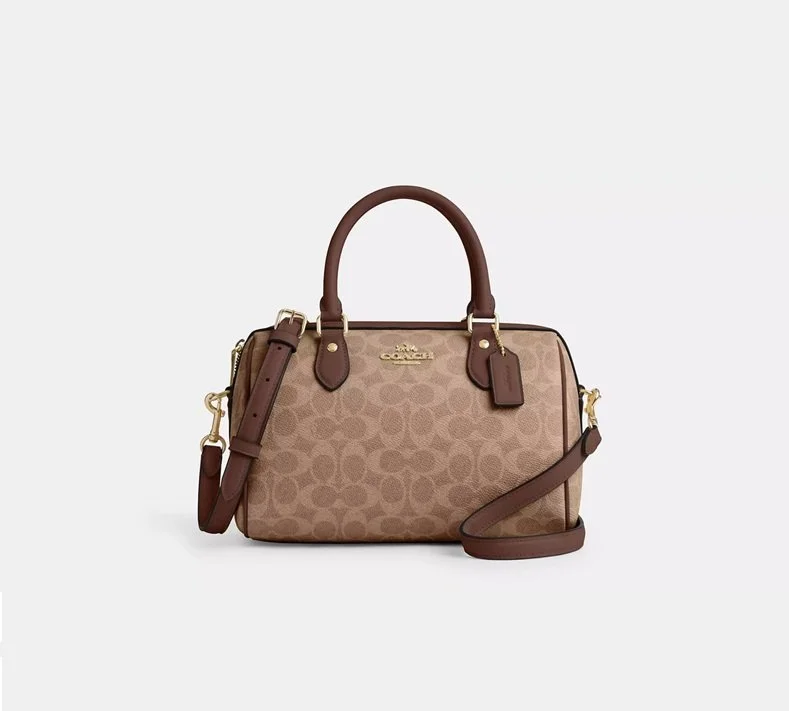 COACH Rowan Medium Satchel Bag In Signature Canvas Tan
