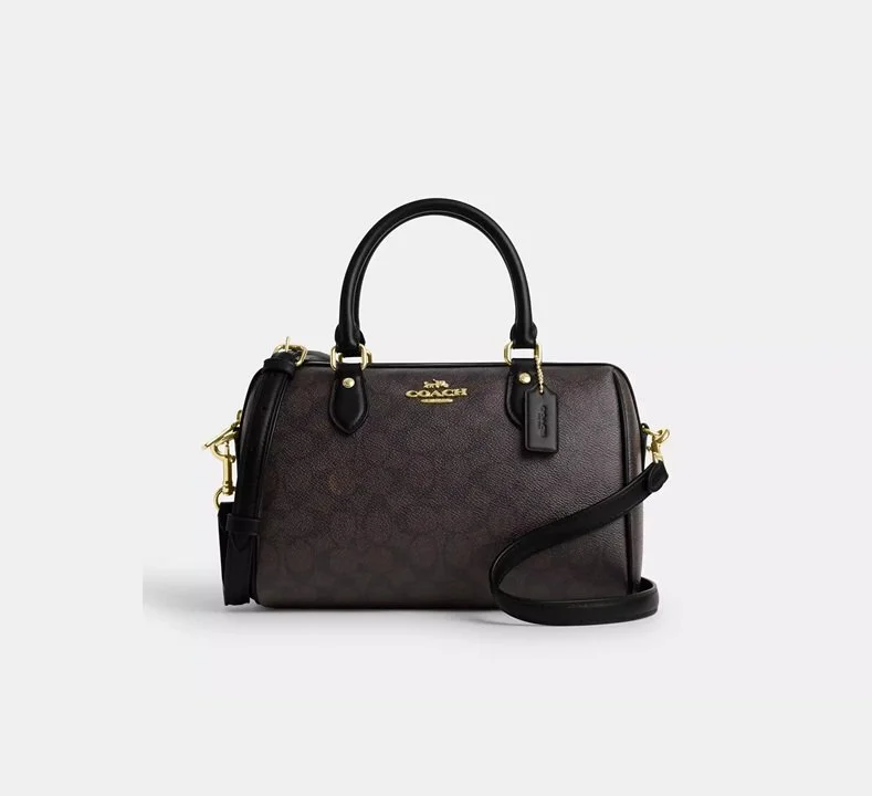 COACH Rowan Medium Satchel Bag In Signature Canvas Black