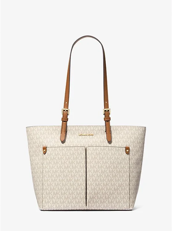 MICHAEL Michael Kors Jet Set Medium Logo Pocket Tote Bag Logo Vanilla