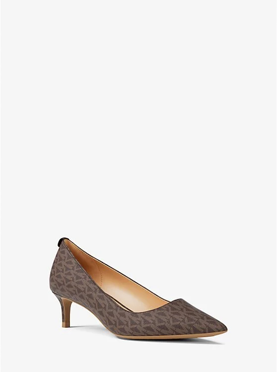 Alina Flex Signature Logo Kitten Heel Pump Brown