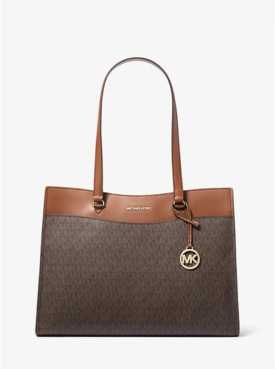 MICHAEL Michael Kors  Jet Set Large Signature Logo Tote Bag Brown