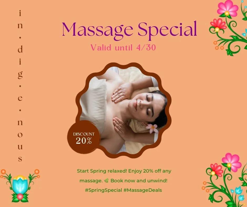 Spring into relaxation 🌸 Enjoy 20% off any massage now through 4/30. You deserve to feel good&mdash;book your moment of peace today. 💆🏽&zwj;♀️✨