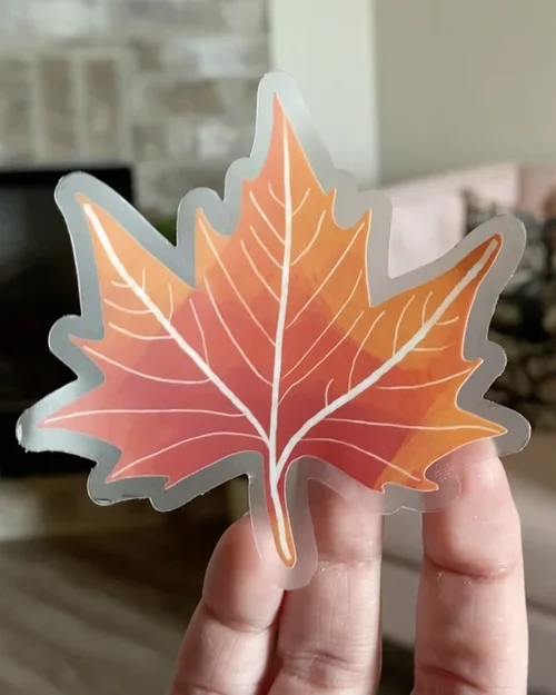 Orange Autumn Leaf Sticker