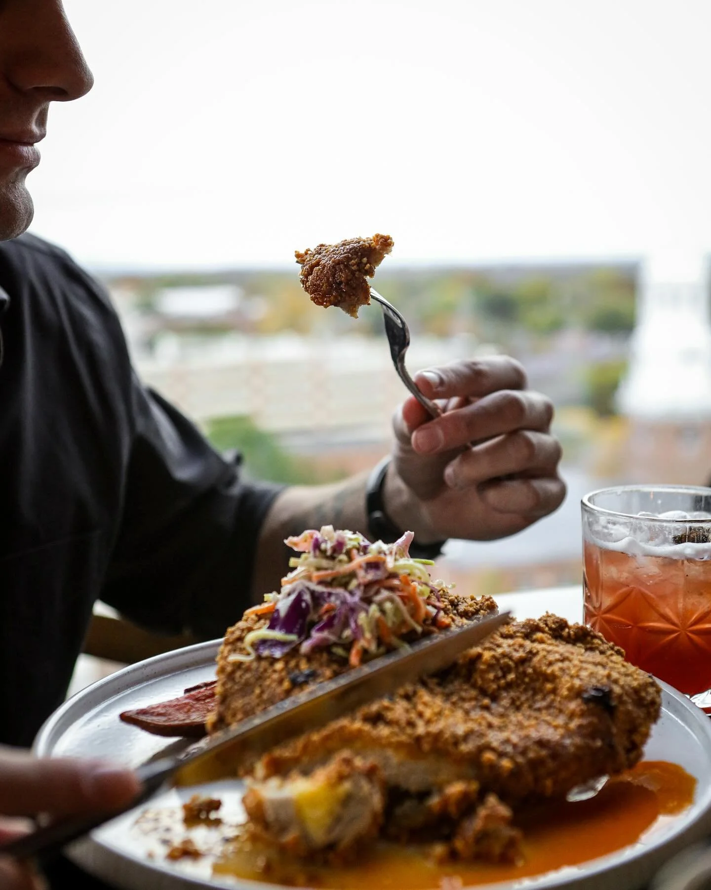 Pork Katsu!

&bull; Crispy Sweet Potatoes, Broccoli Slaw, Garlic Pickles, Pumpkin Seed Salsa Macha, Scallions.