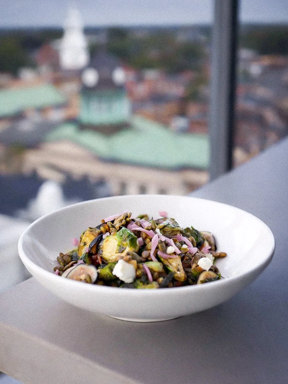 Crispy Brussels Sprouts.

Figs, Goat Cheese, Spiced Pumpkin Seeds, Crispy Smoked Prosciutto, Maple Agrodolce.

These are really kinda amazing fr fr