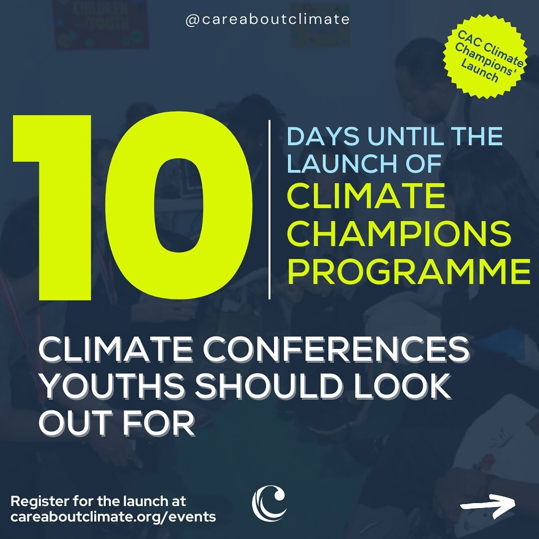 Here are 10 Climate Conferences Youth should look out for! 🌎

10 days to go till the launch of our Climat Champions Program! Register at careaboutclimate.org/events to be a part of the launch event and find out how you can be involved in the movemen