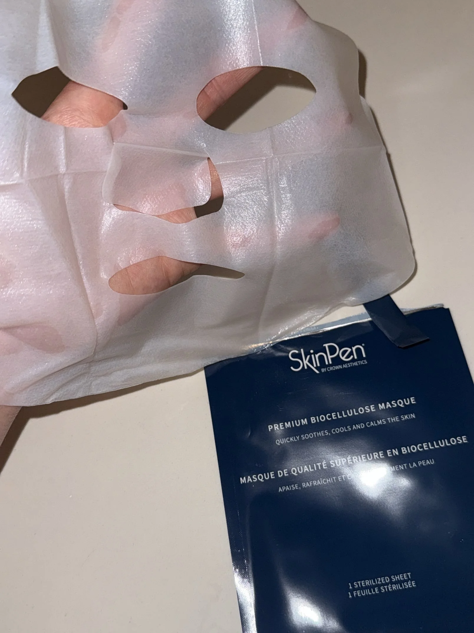 I always send my clients home with the SkinPen Biocellulose Masque after microneedling treatments. The sterile saline mask makes such a difference in a quick 15-20 min by calming down that SPICY 🌶️ feeling post treatment. I&rsquo;ll have them do it 