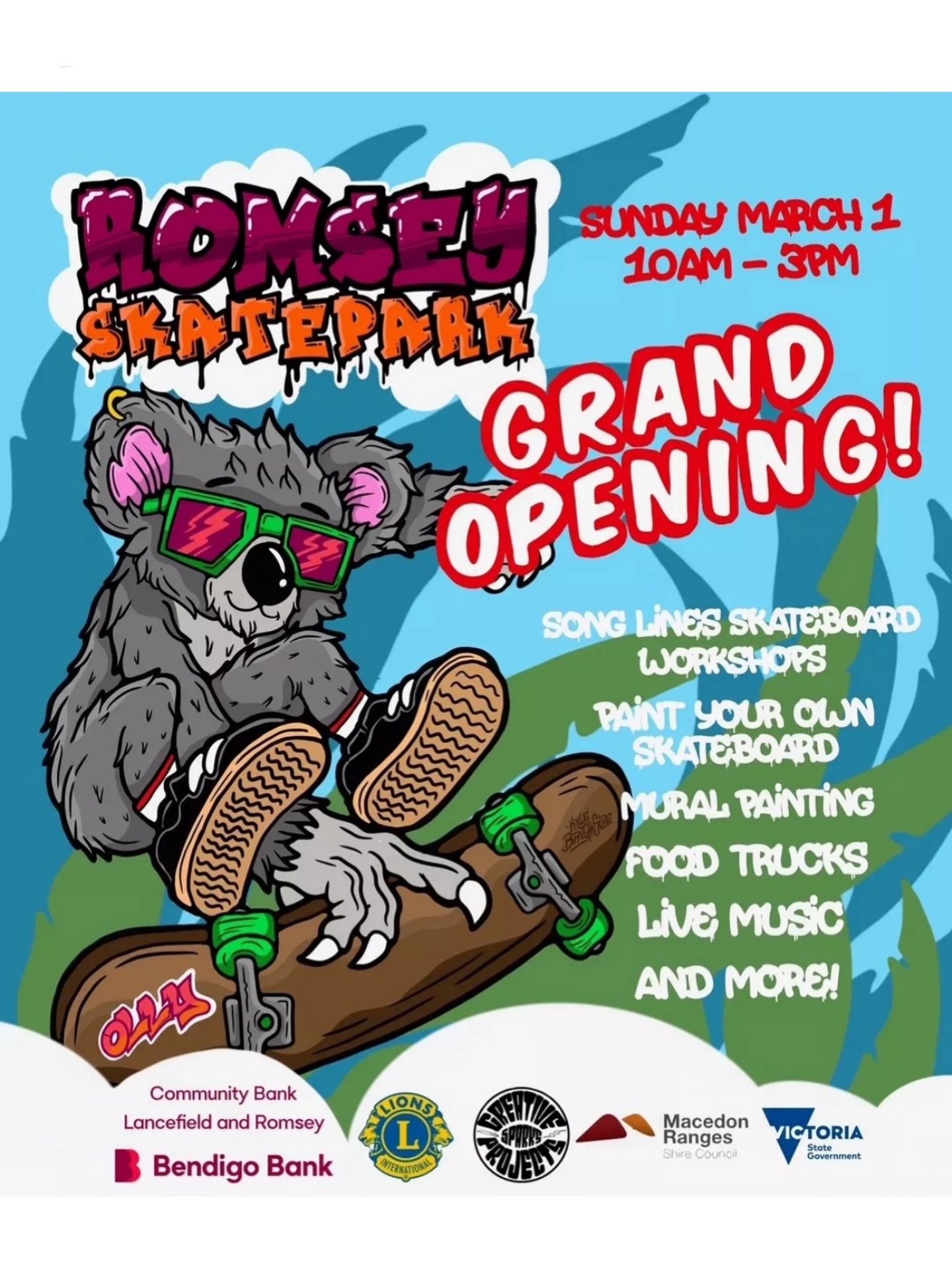 Two weeks until the grand opening of Romsey Skatepark! Sunday 01 March 10:00-3:00 🥳

A massive community project spearheaded by the Lancefield/Romsey Lions Club - come out, celebrate and have a skate!!! 🦁 👏 🐨 

#romseyskatepark #skatepark #skatep