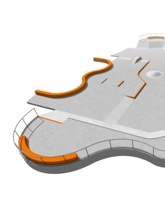 Concept design for a small local skatepark on a tricky triangular site. About to move into detailed  design, so if you have any ideas or suggestions that you think would make it better, let me know! 🗣️ ⬆️