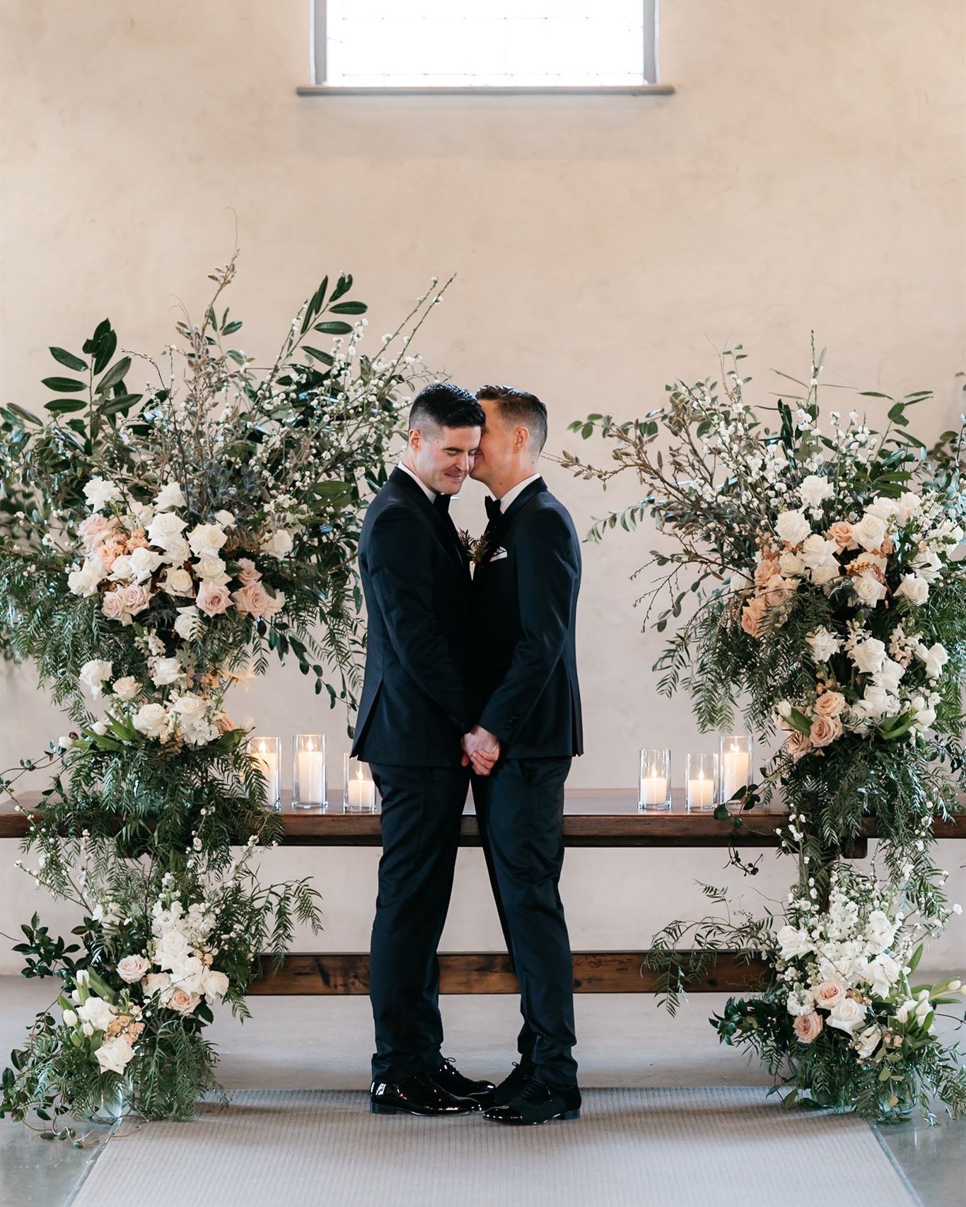 Scott &amp; Shannon's elegant styling featured urns arranged in the chapel to create a stunning cascade effect, providing the perfect backdrop for their beautiful ceremony at Stones of the Yarra Valley.

Captured by @rick_liston