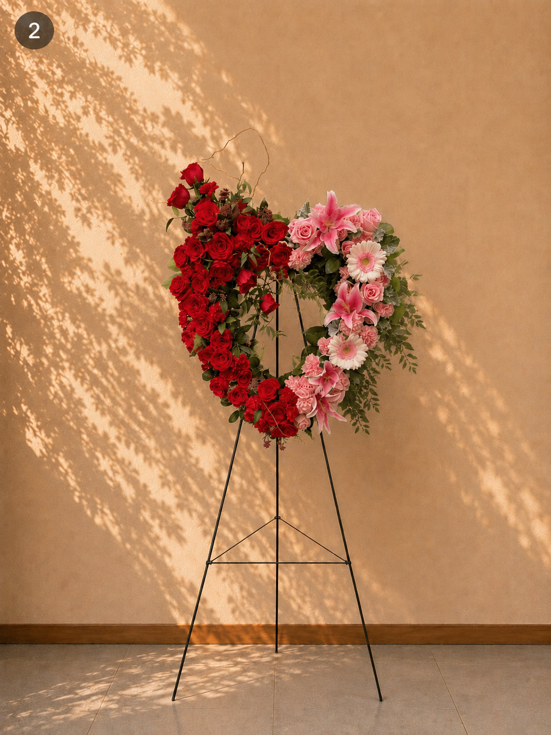 Crimson & Blush Heart Arrangement