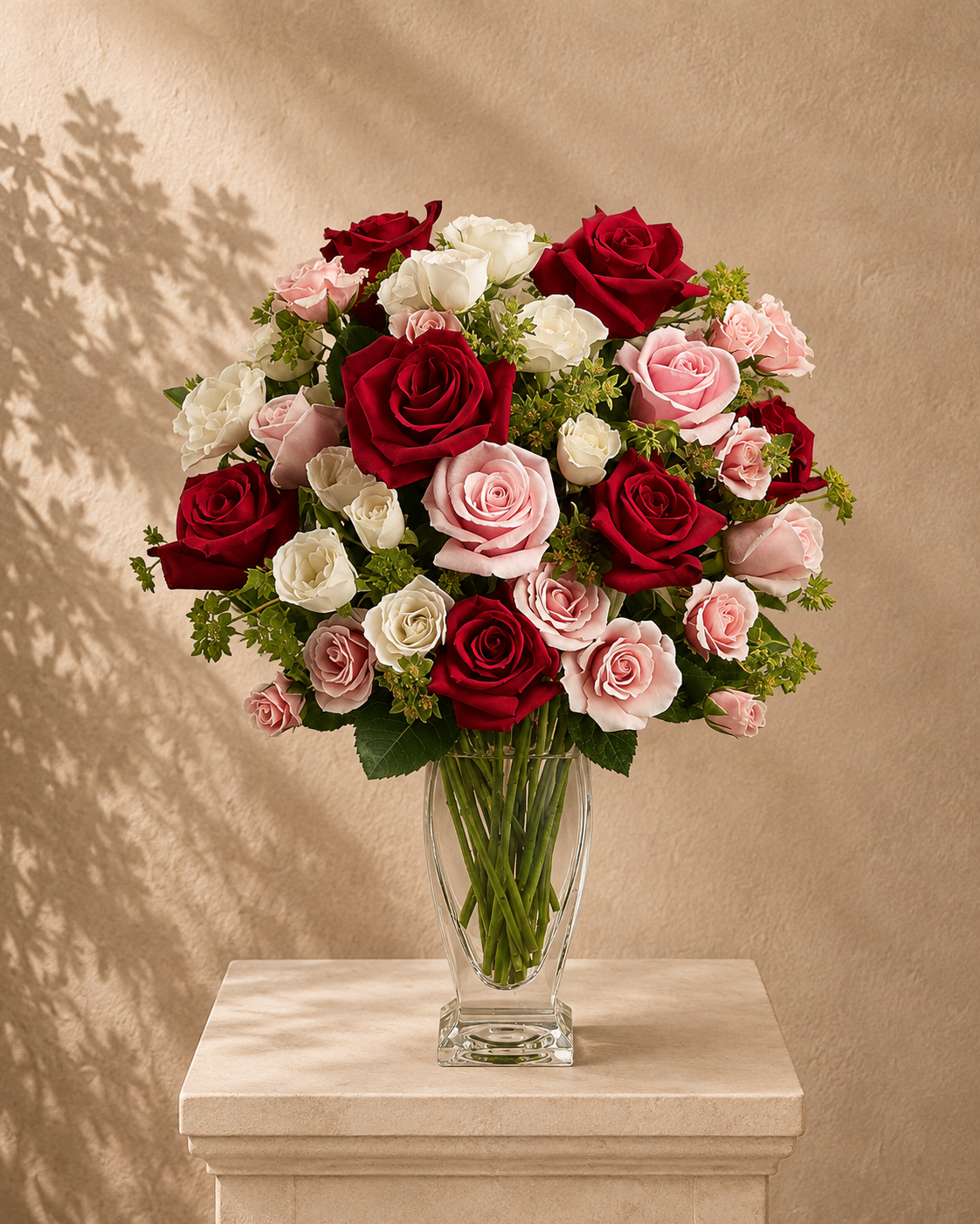Cupid's Creation with Red Roses