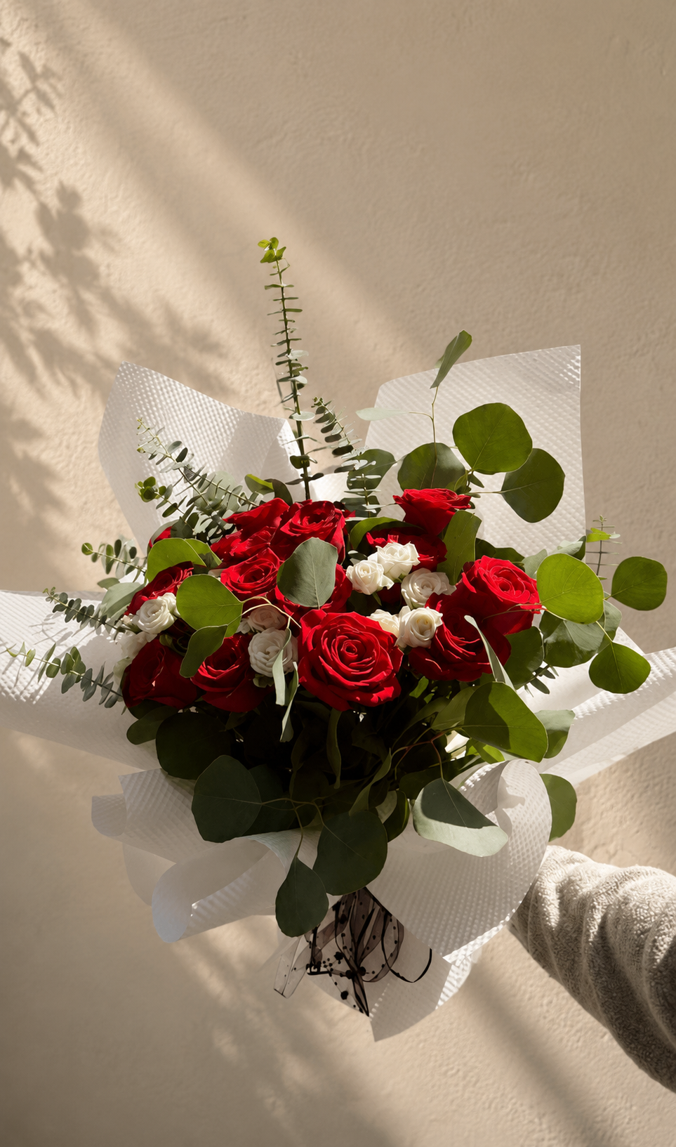 Classic Red & White Rose Bouquet