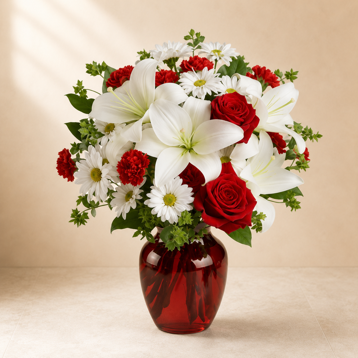 Be My Love Red Rose & White Lily Bouquet | New West
