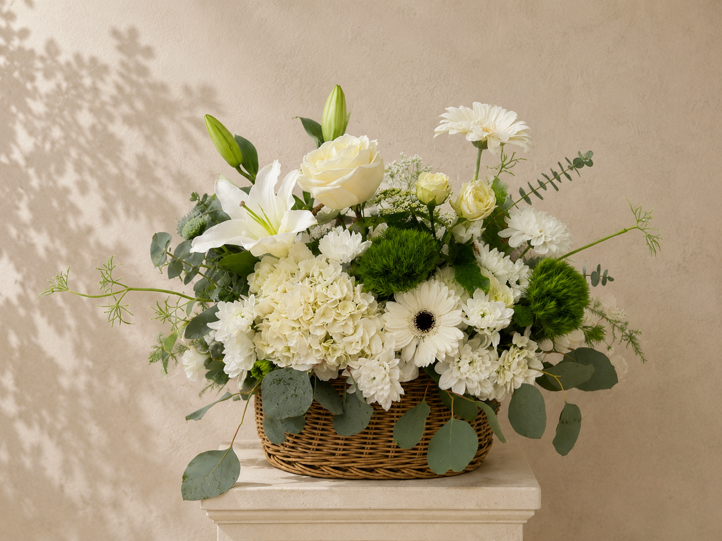 Graceful White Bloom Basket