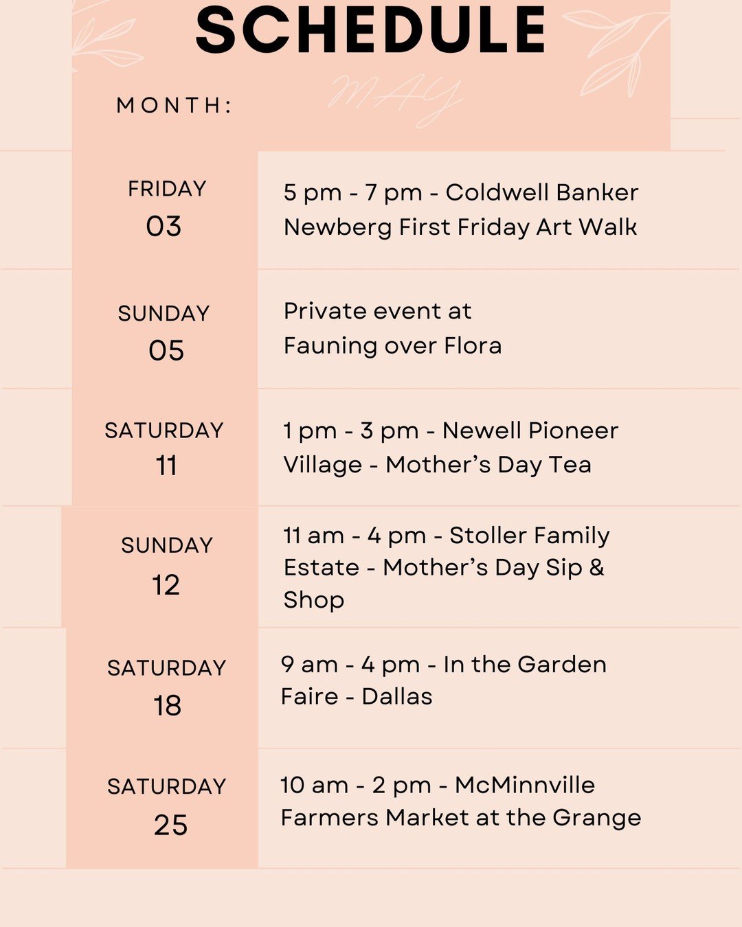 May is a busy month for us! Hope to see you at the events!

#mothersday #upcomingevents #willamettevalley #willamettevalleywine #newbergoregon #mcminnvilleoregon #shoplocal #shopsmall