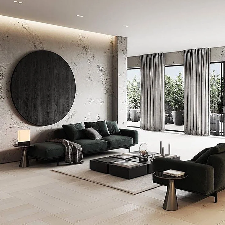 LIVING AREA WEEK ~

A beautiful living area with the most stunning feature wall! 
Image via @zenqarchitecture
