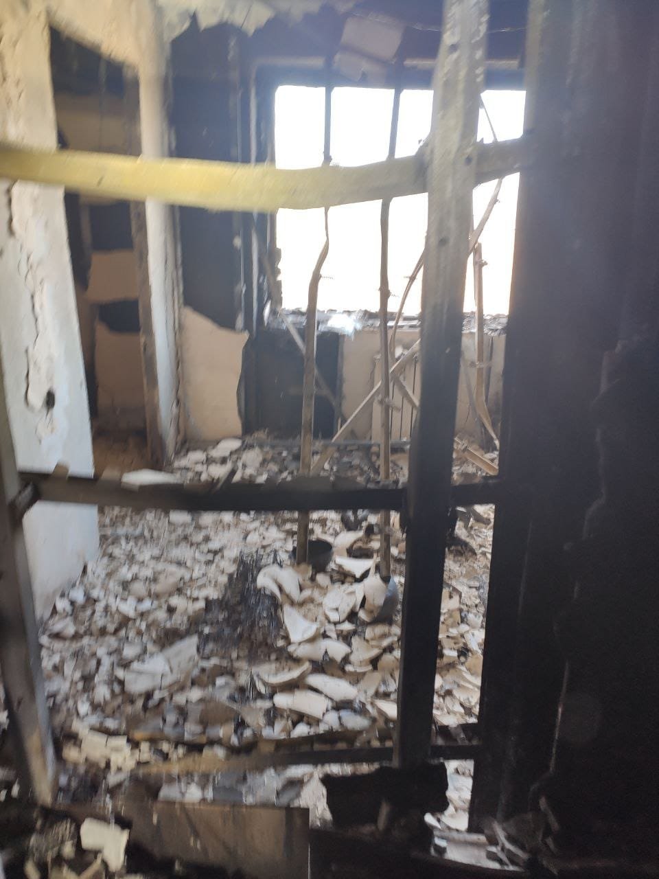 Mila's burnt-out apartment in Mariupol.