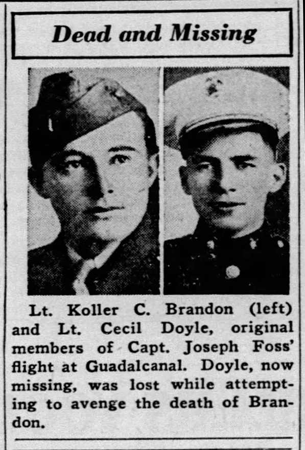 Article about Cecil J. Doyle. Photo from Missing Marines.  