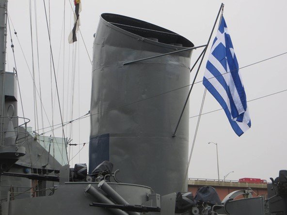 Every year on Oxi Day SLATER flies the Greek flag from her stack.