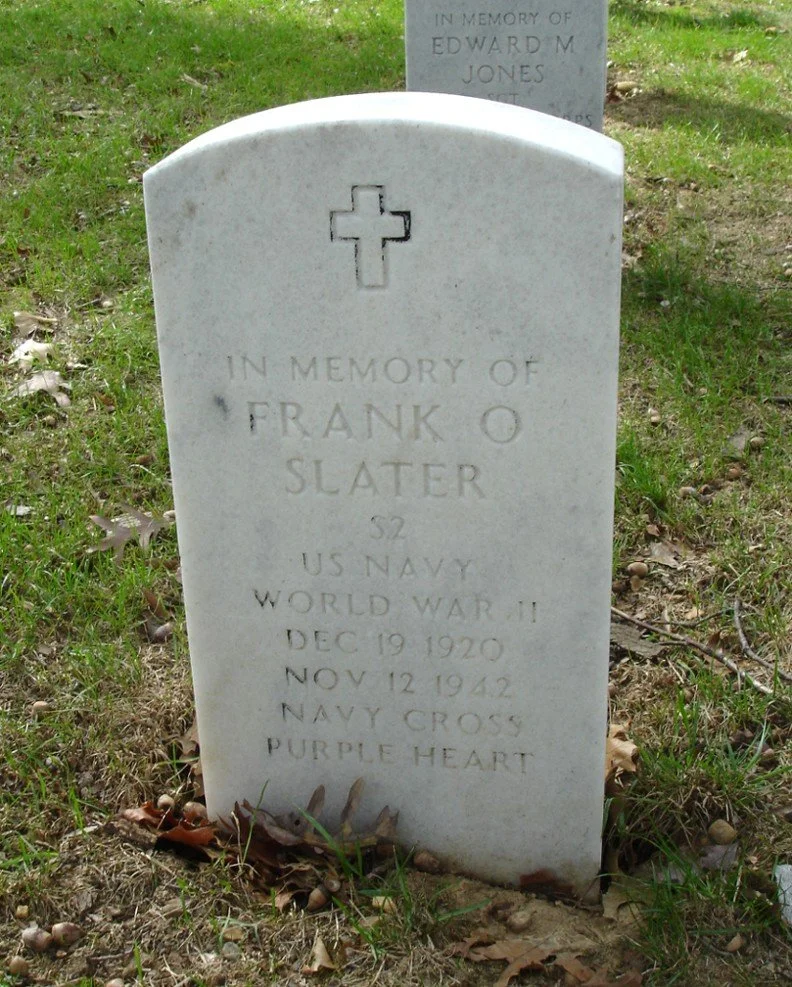 Frank Slater's grave marker at Arlington National Cemetery. 