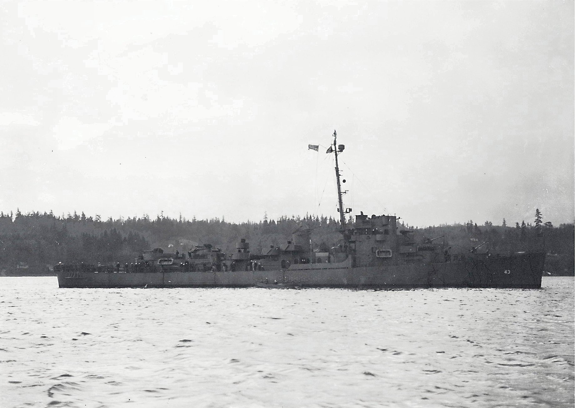 USS MITCHELL in the Puget Sound, 1943. 