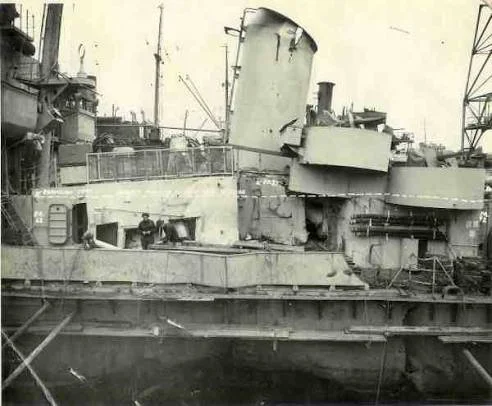 HOLDER'S damage from German aircraft, April 1944. 