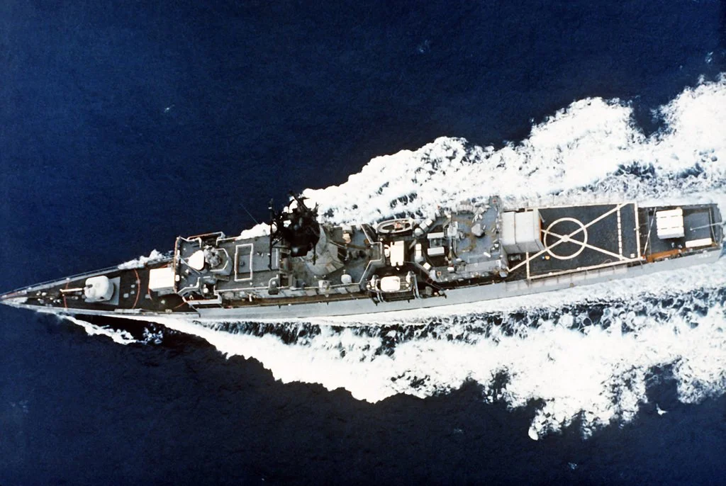 KIRK underway from above. 
