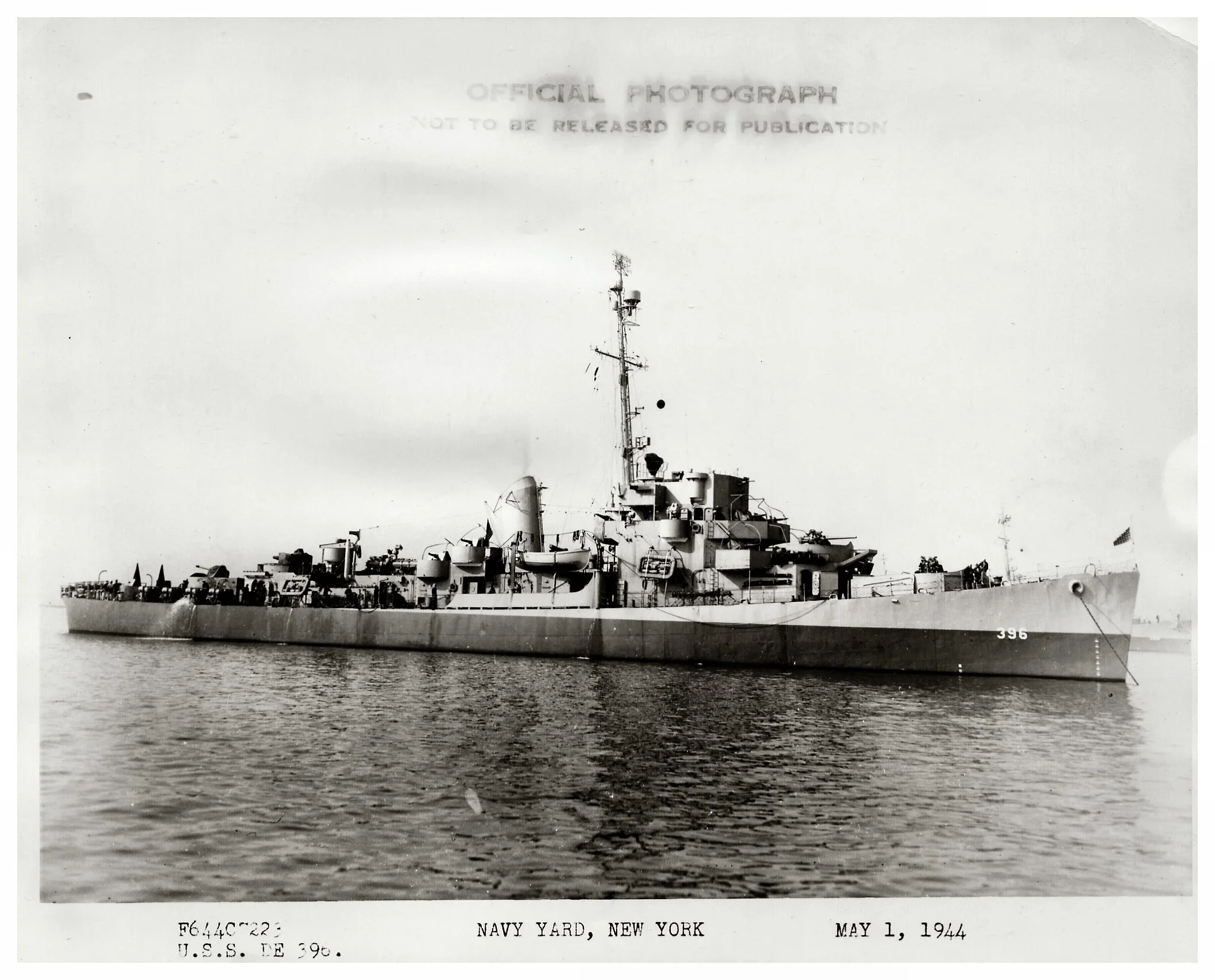 USS JANSSEN in the Brooklyn Navy Yard, May  1944.