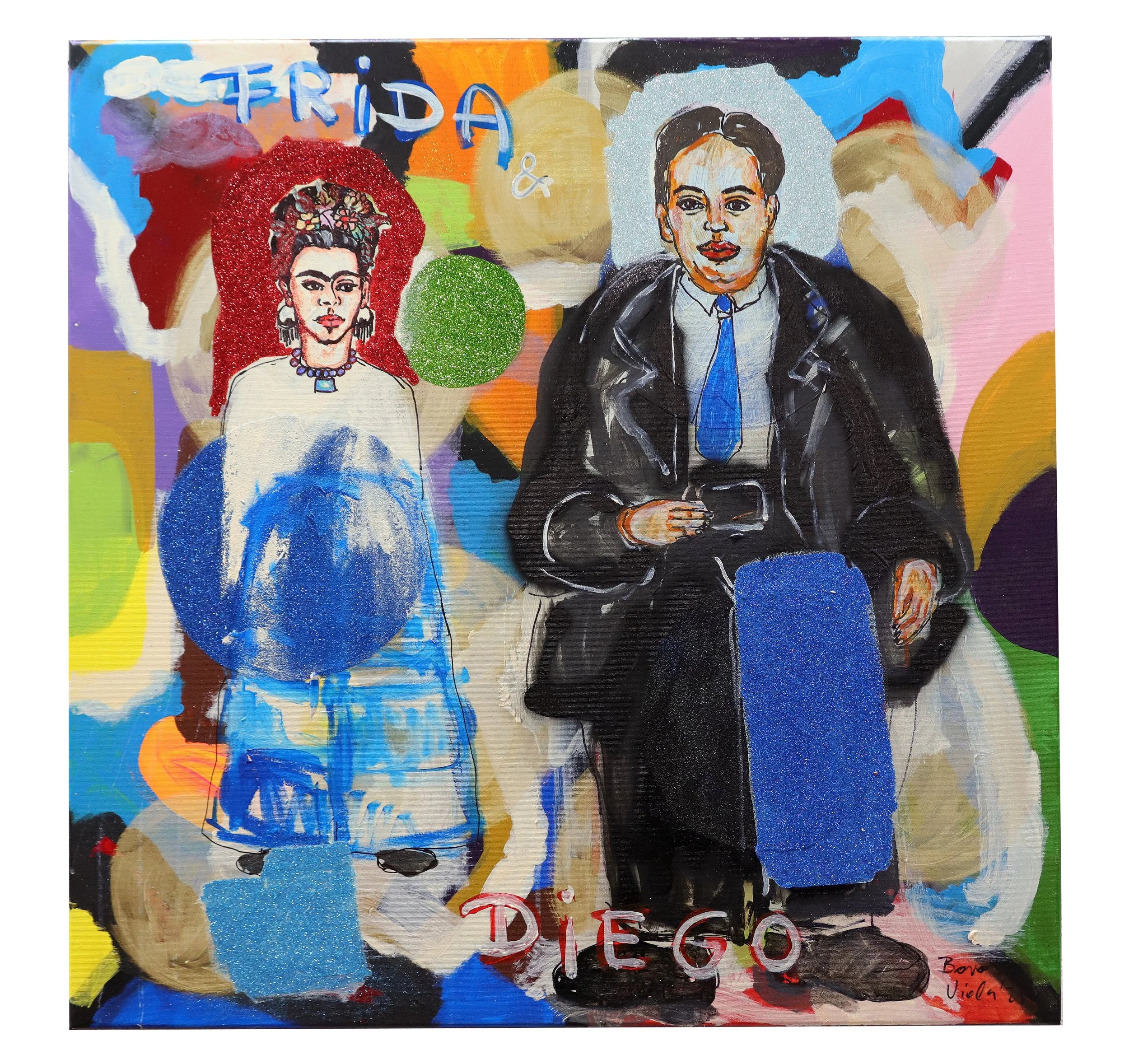 Frida és Diego, 70x70 cm, akril, vászon, 2025
