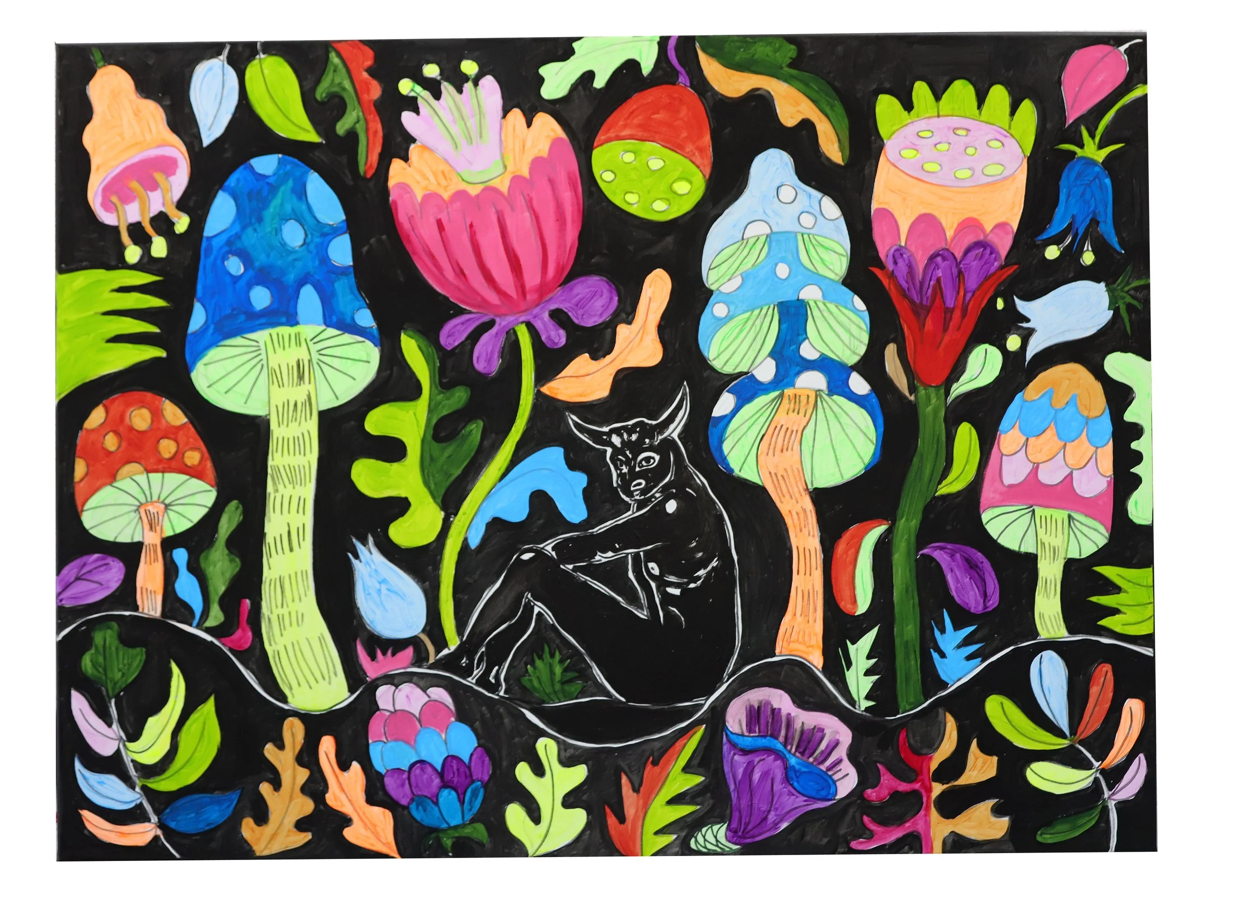 gombaszedő Minotaurusz 
90 x 120 cm, akryl vászon, 2025