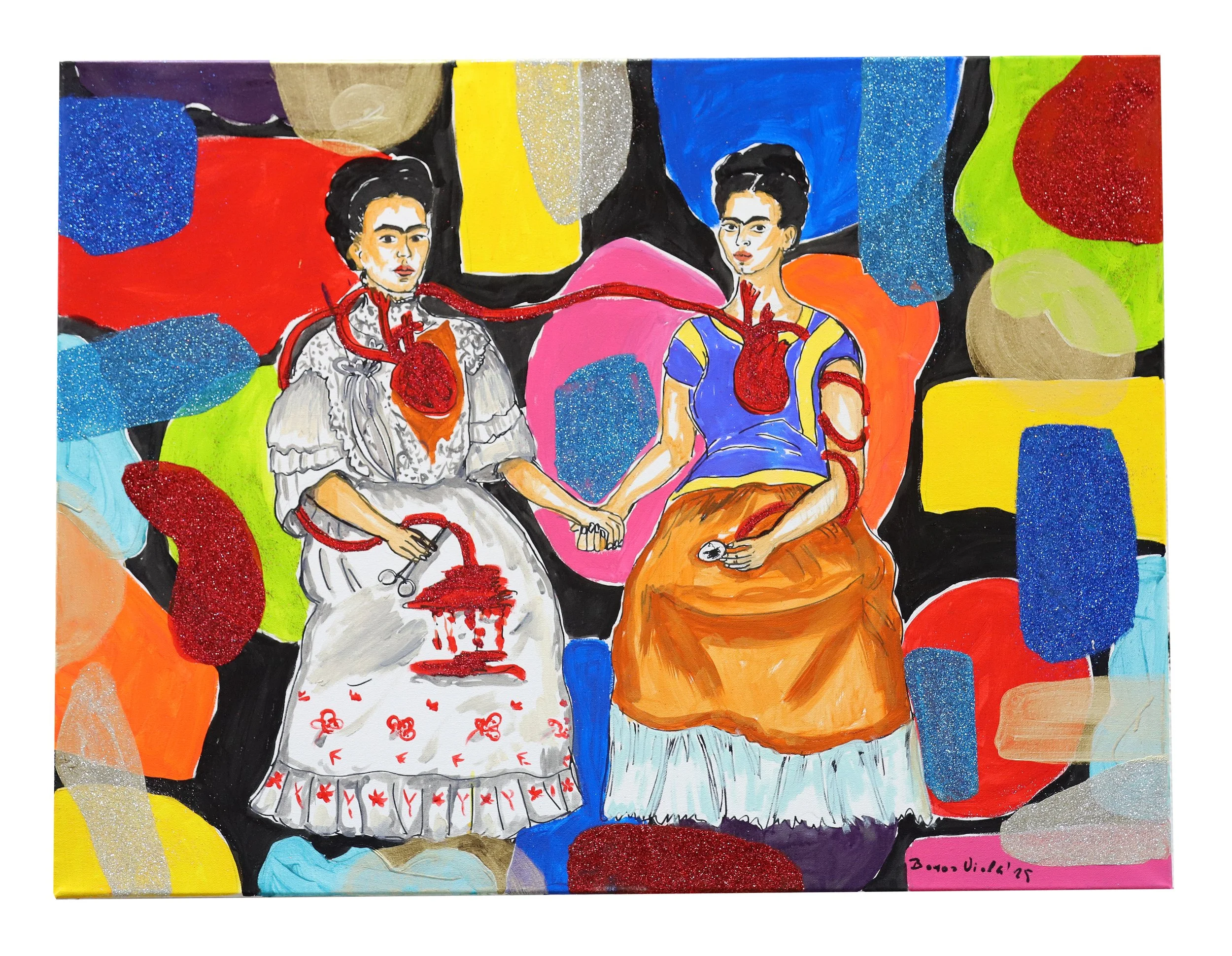 A két Frida, 50x70 cm, akril, vászon, 2025