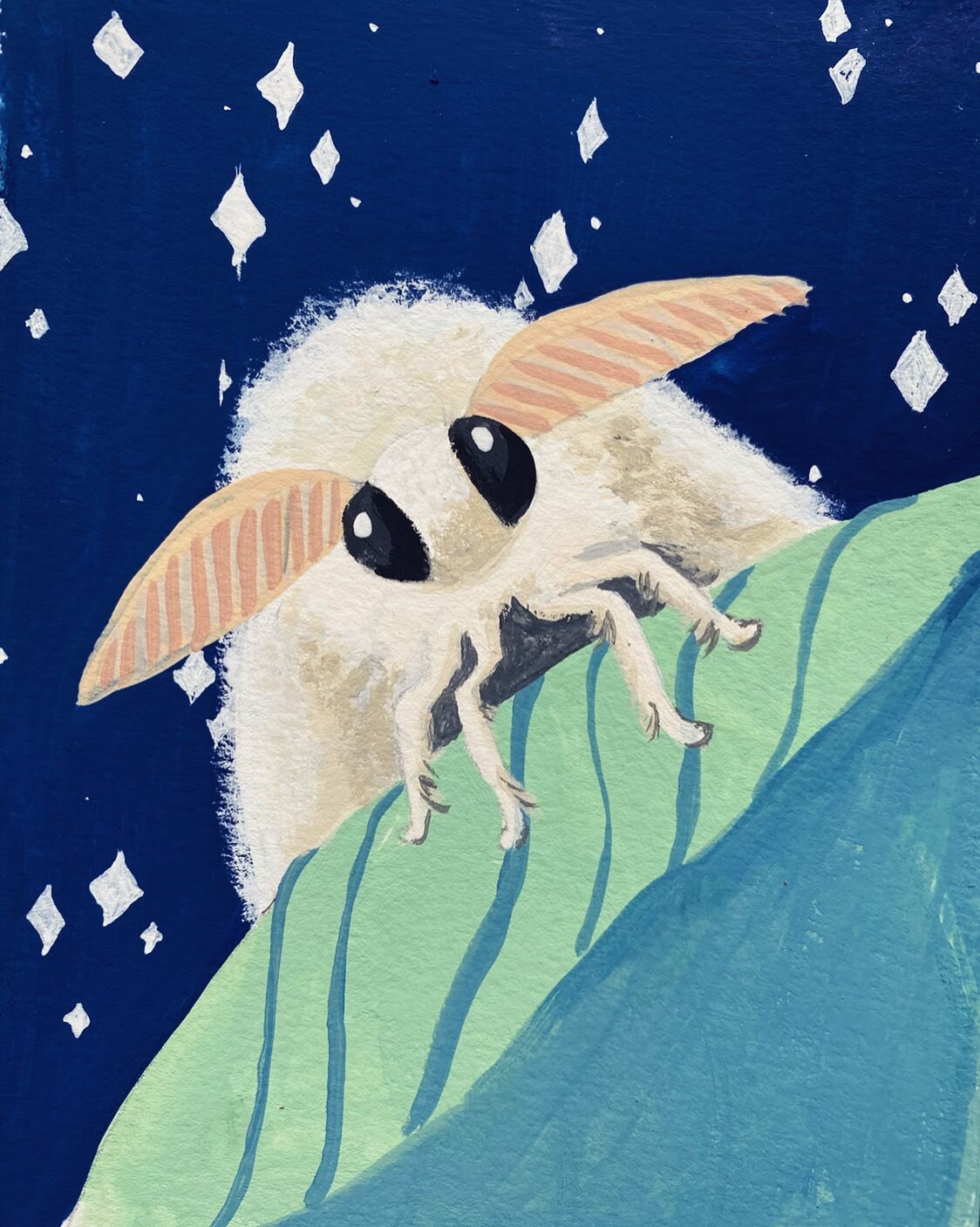 I think when the character developers for Grogu were brainstorming, The Poodle Moth was used as a reference. Just saying. 
#venezuelanpoodlemoth 

.
.
.
.
#poodlemoth #grogu #gouache #gouachepainting #gouacheillustration #practicemakesprogress #mood 