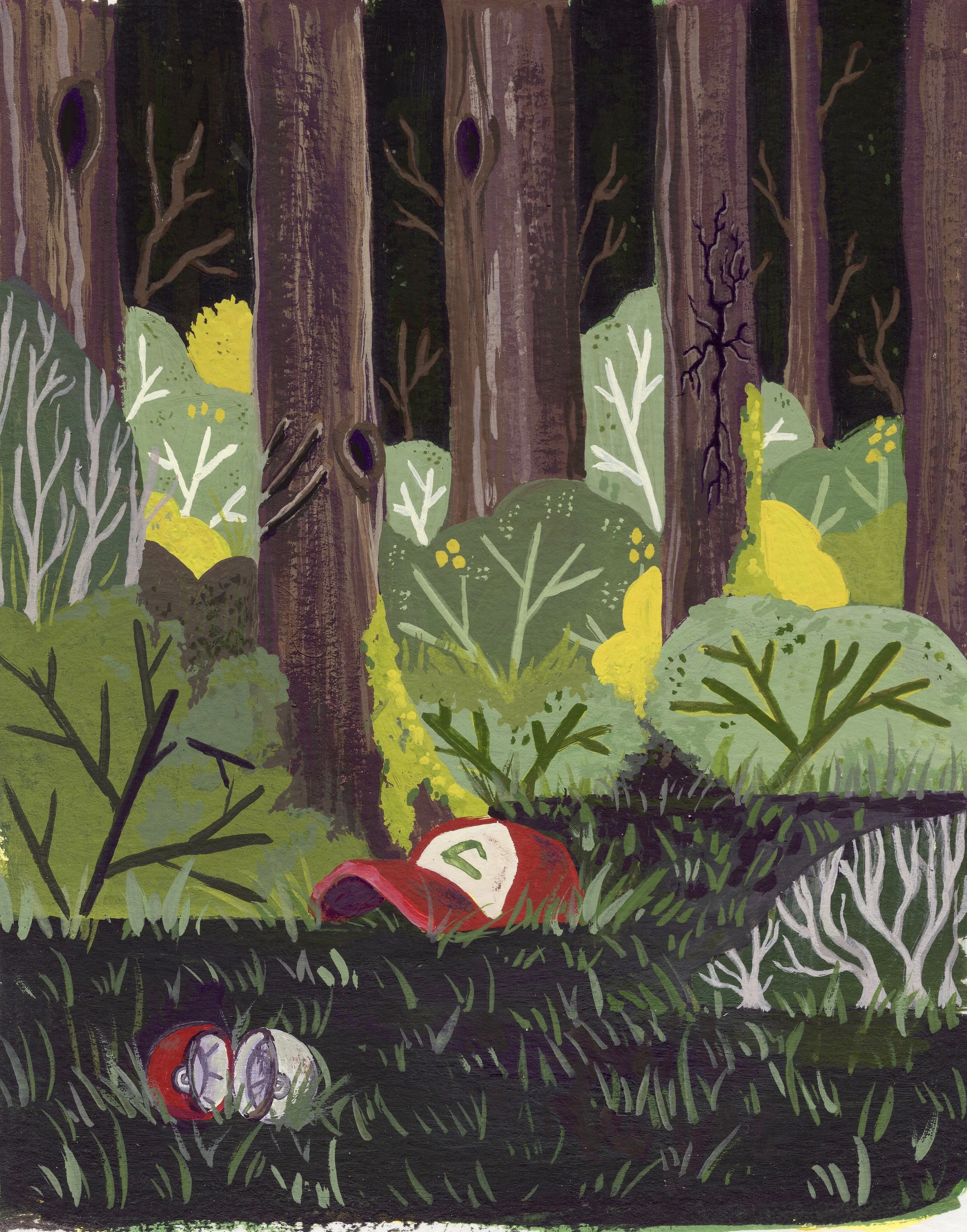 Lost in the Woods Pokemon reproduction of gouache original