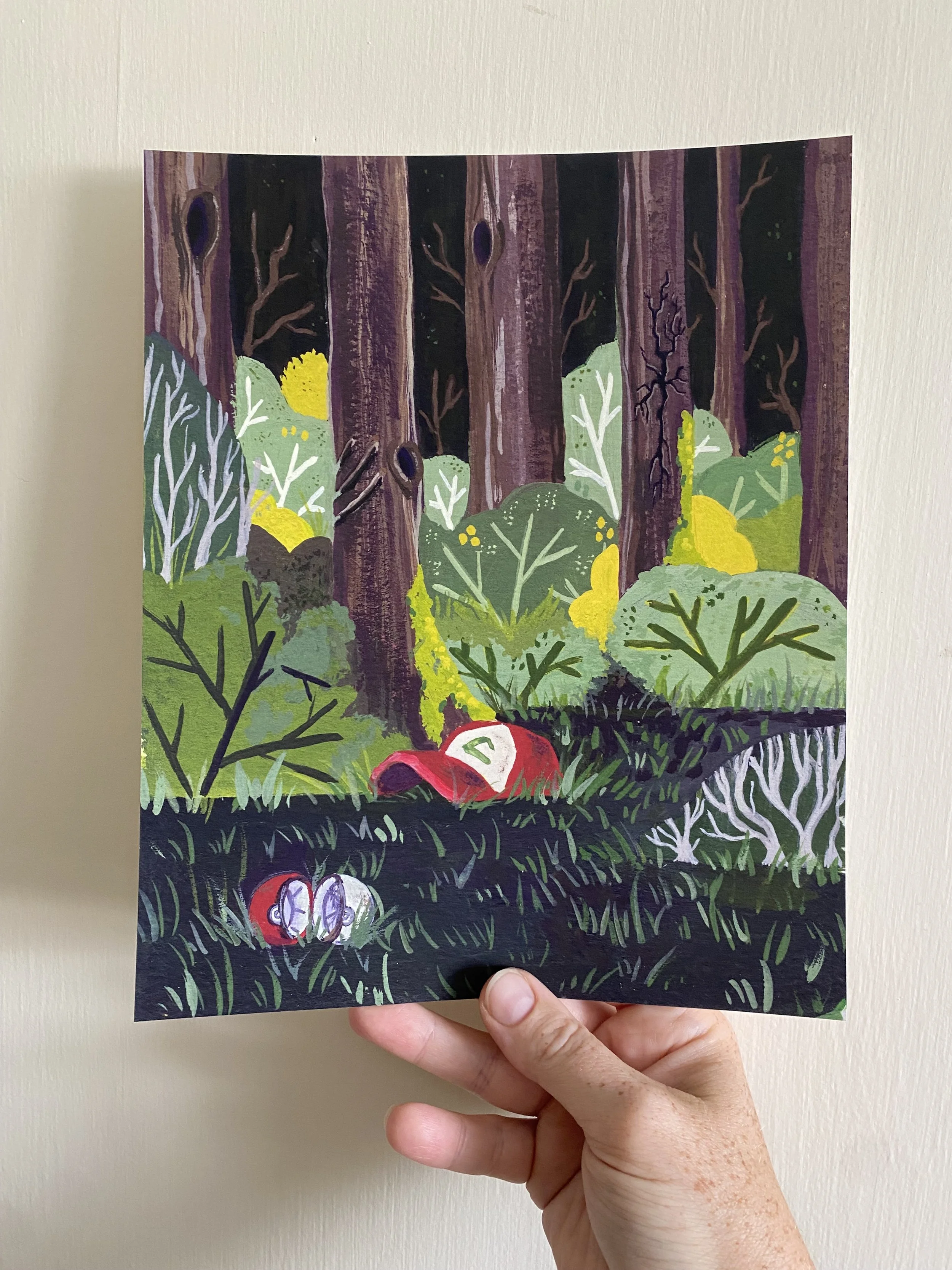 Lost in the Woods Pokemon reproduction of gouache original